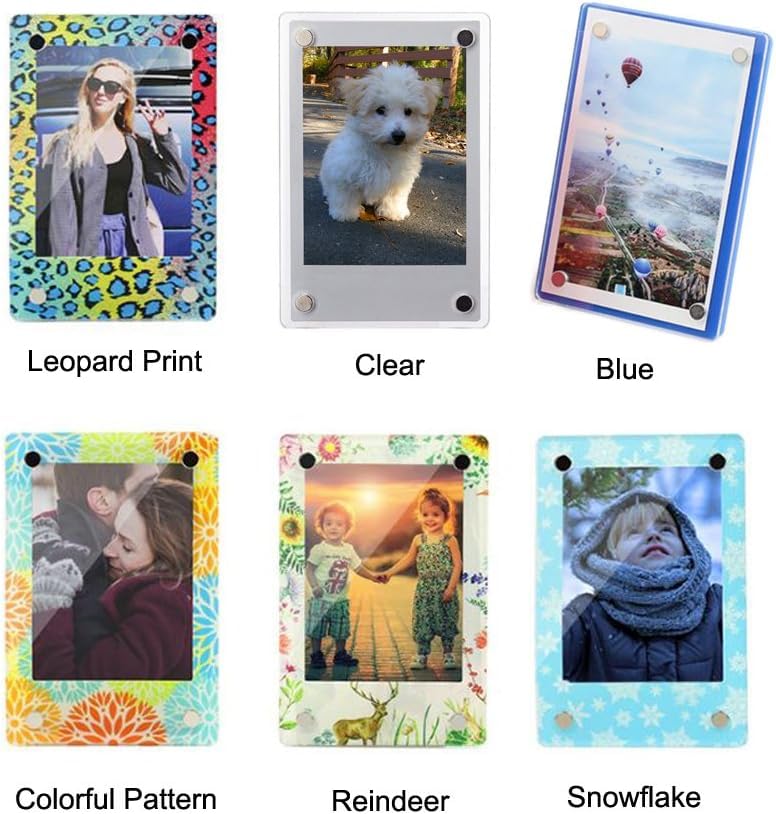 FoRapid 3" Dual Sided Clear Acrylic Refrigerator Magnetic Photo Frame, Frameless Display Compatible with Fujifilm Mini 9 8 8+ 2x3 Photo (x5) - Image 3